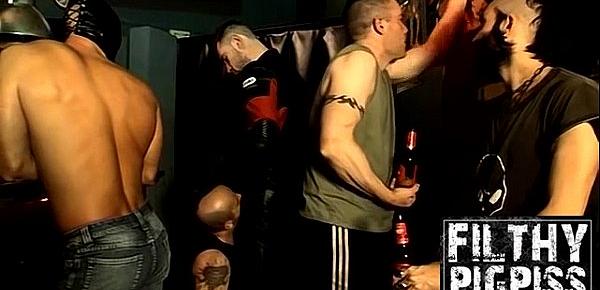  Beefy homo group deepthroat and pissing